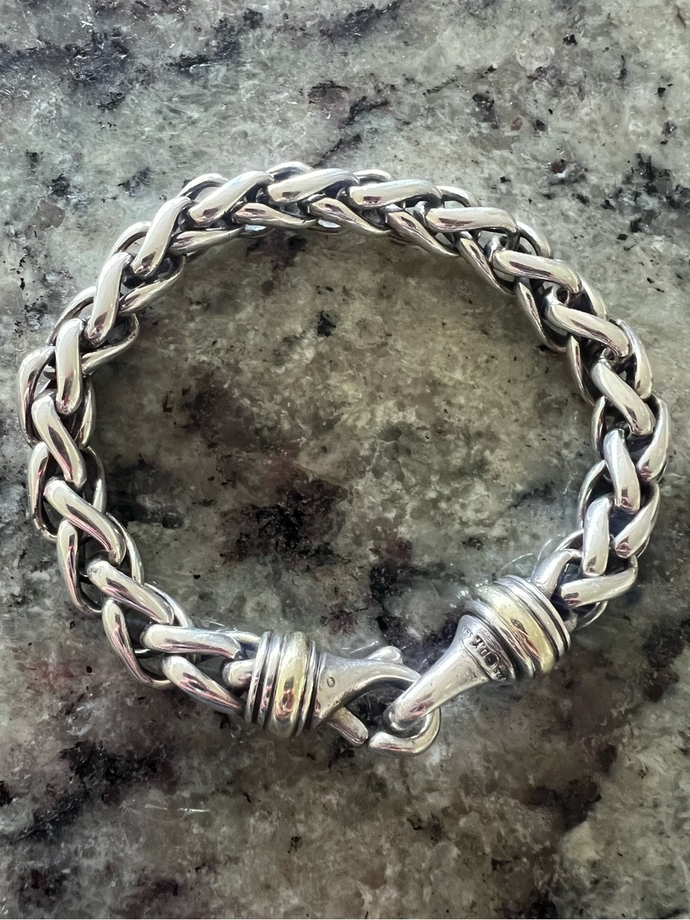 David Yurman 925 Sterling Silver, 585 - 14k Gold - Wheat Chain Bracelet. 8mm.